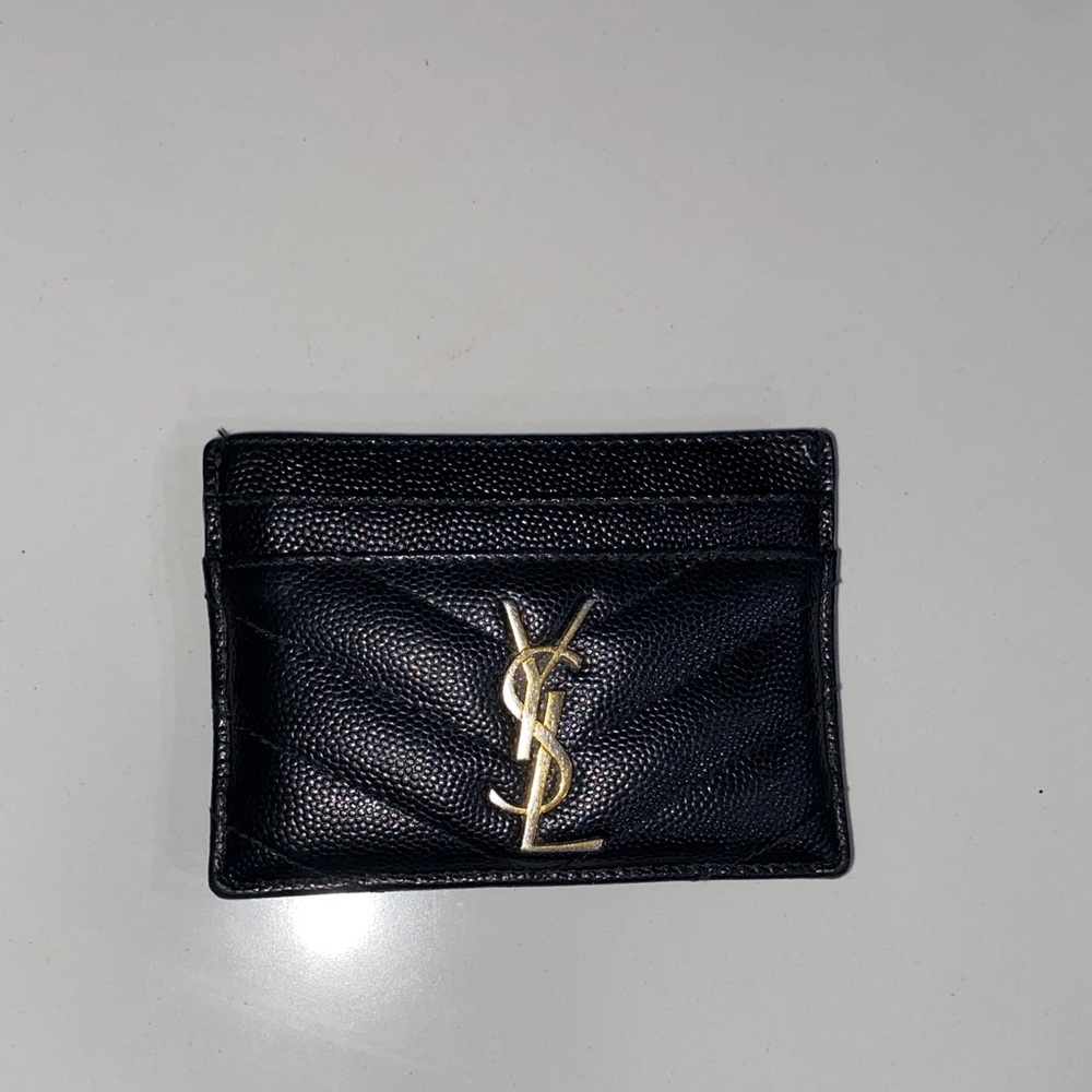 Saint Laurent Black Card Holder with Gold Logo